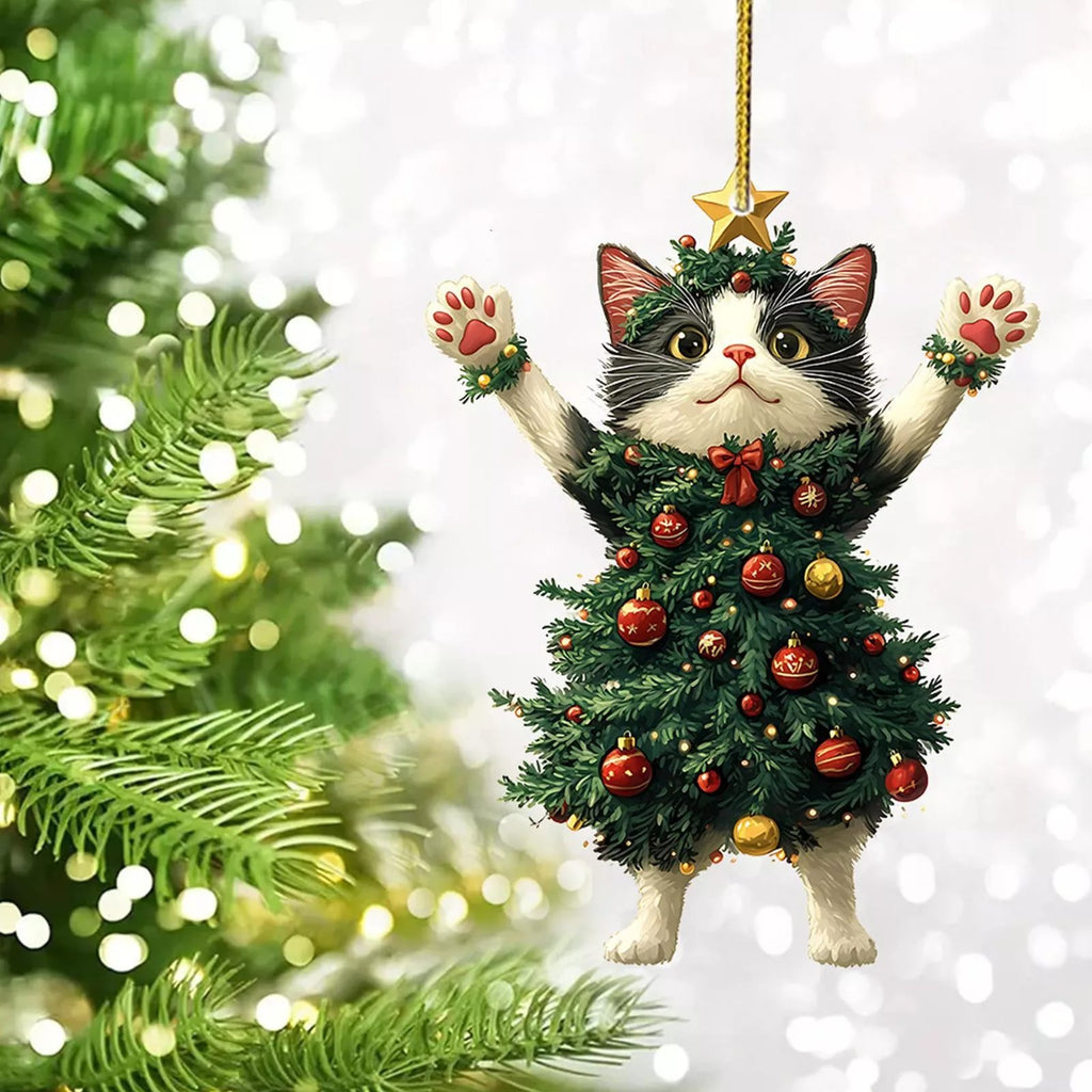 Funny Black and White Cats Christmas Ornament