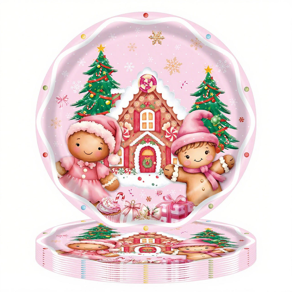 🏆2025 Christmas Hot Sale⚡Christmas Paper Plates & Napkins Set - 20-Pc Disposable Holiday Tableware for Kids Party (Cartoon Prints)