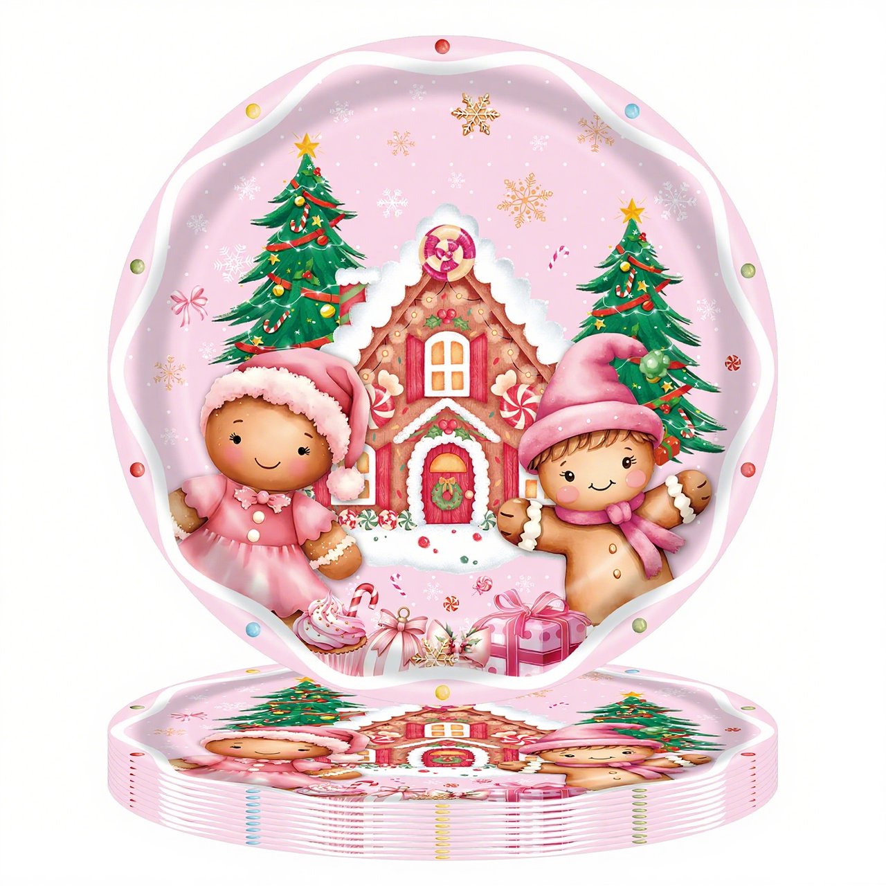 🏆2025 Christmas Hot Sale⚡Christmas Paper Plates & Napkins Set - 20-Pc Disposable Holiday Tableware for Kids Party (Cartoon Prints)