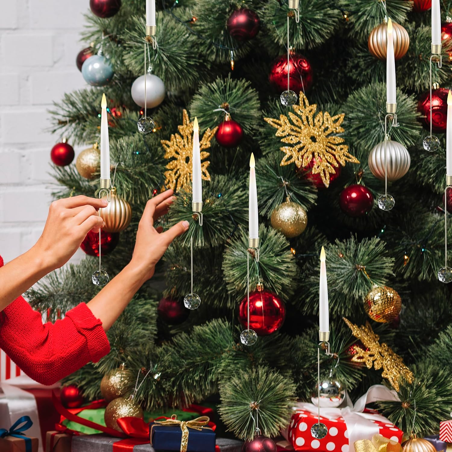 🎄Christmas Tree Led Candles with Clear Crystal Ball Hook
