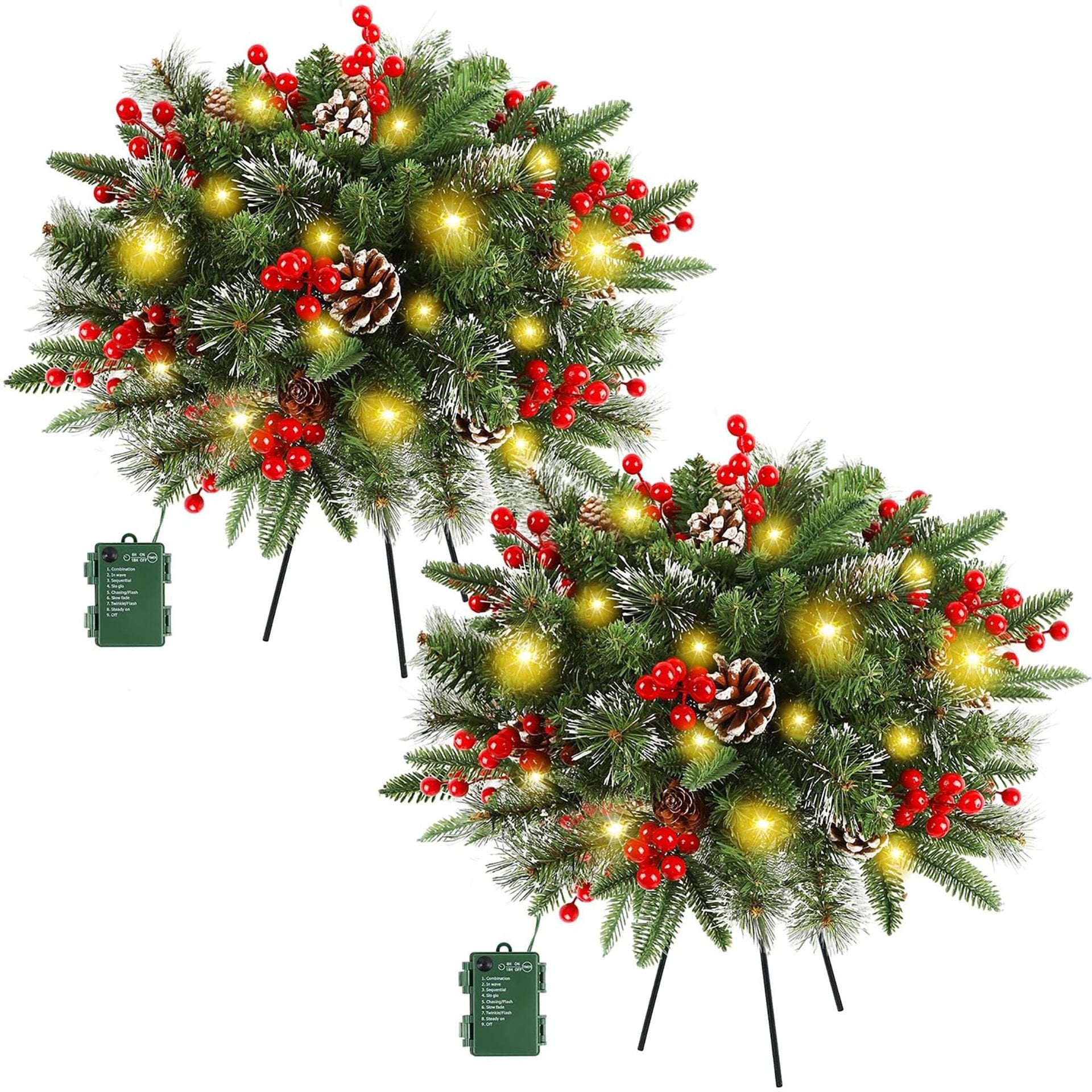 Lighted Artificia Christmas Pots