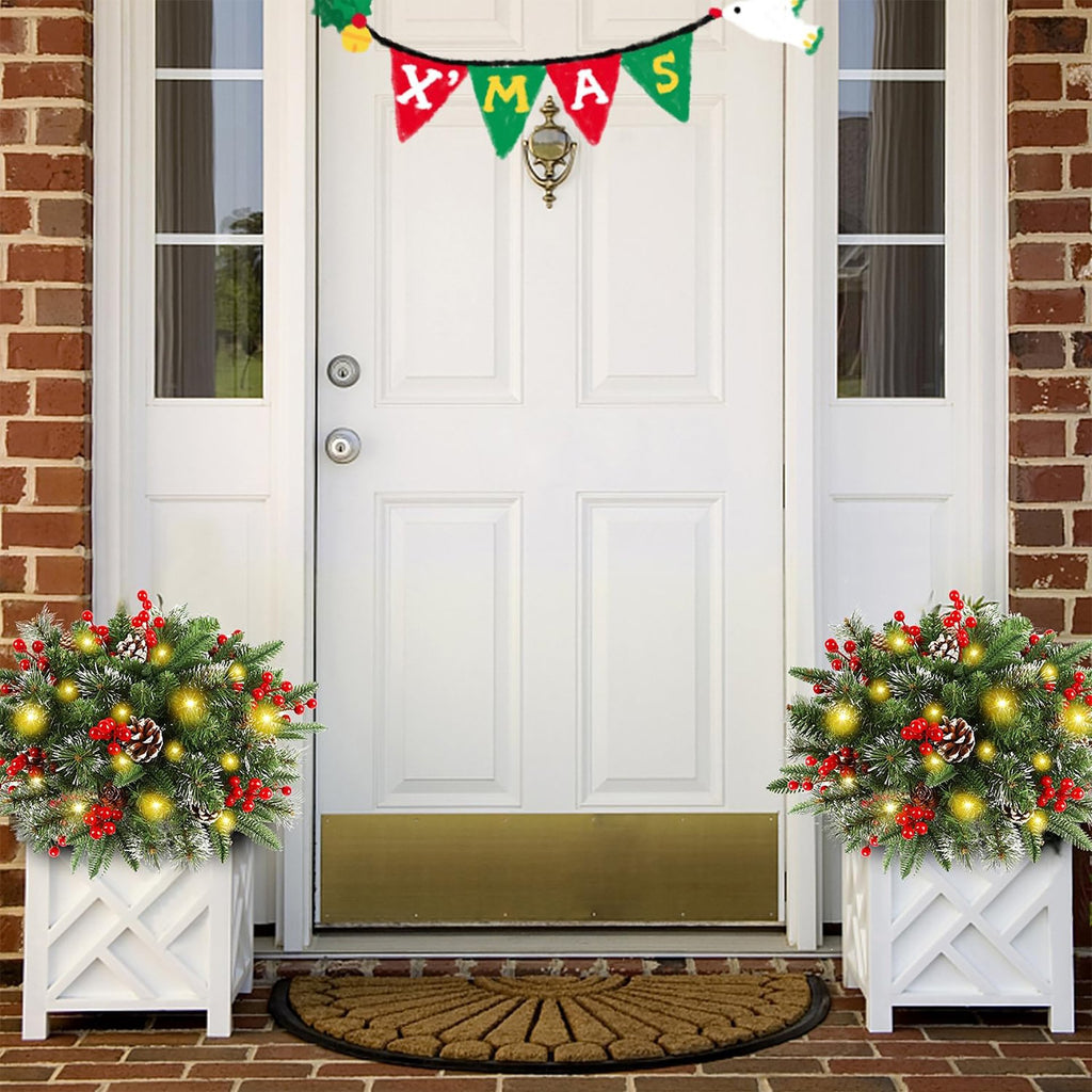 Lighted Artificia Christmas Pots