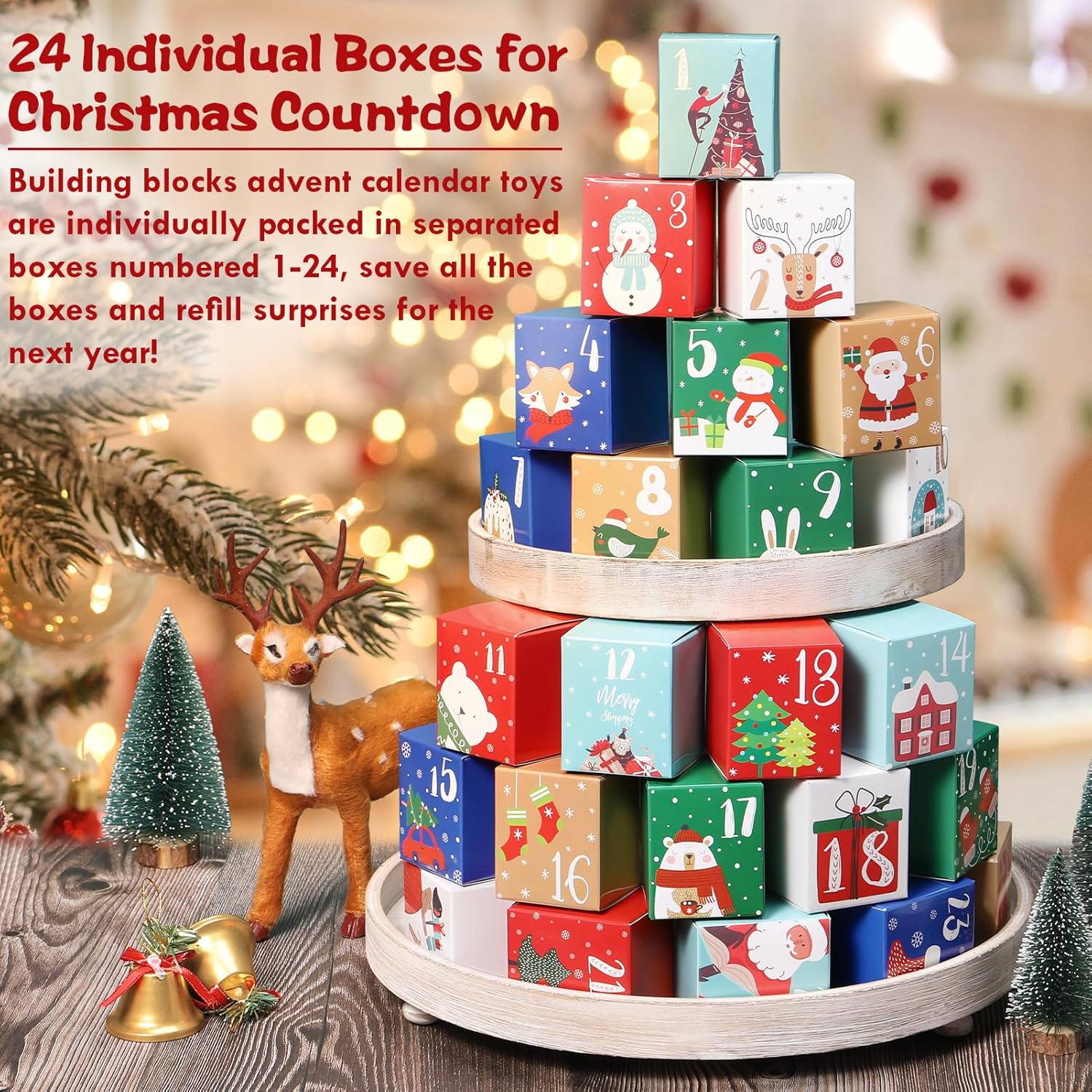 24 Days STEM Flower Bouquet Building Blocks Christmas Countdown Calendar Gifts Box