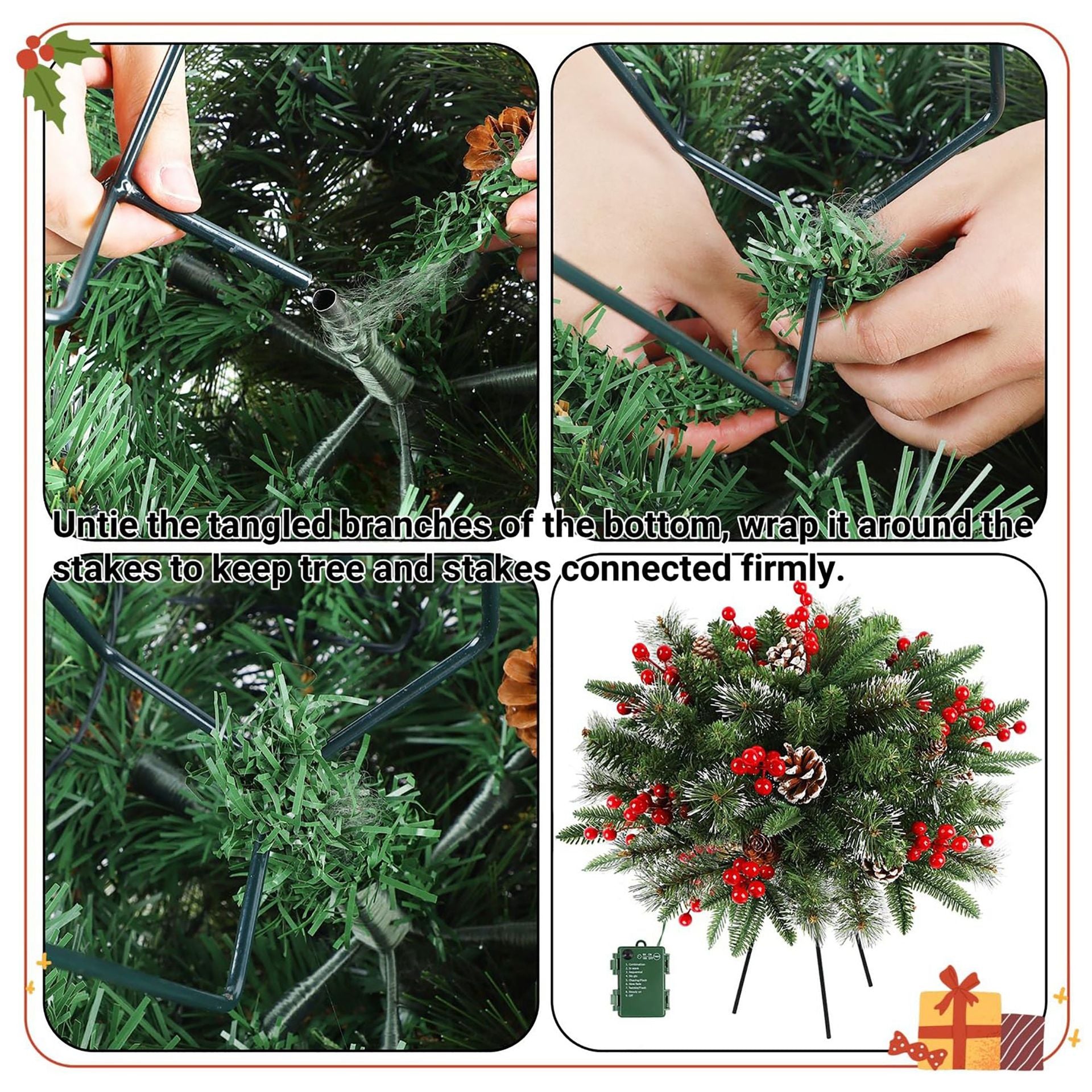 Lighted Artificia Christmas Pots