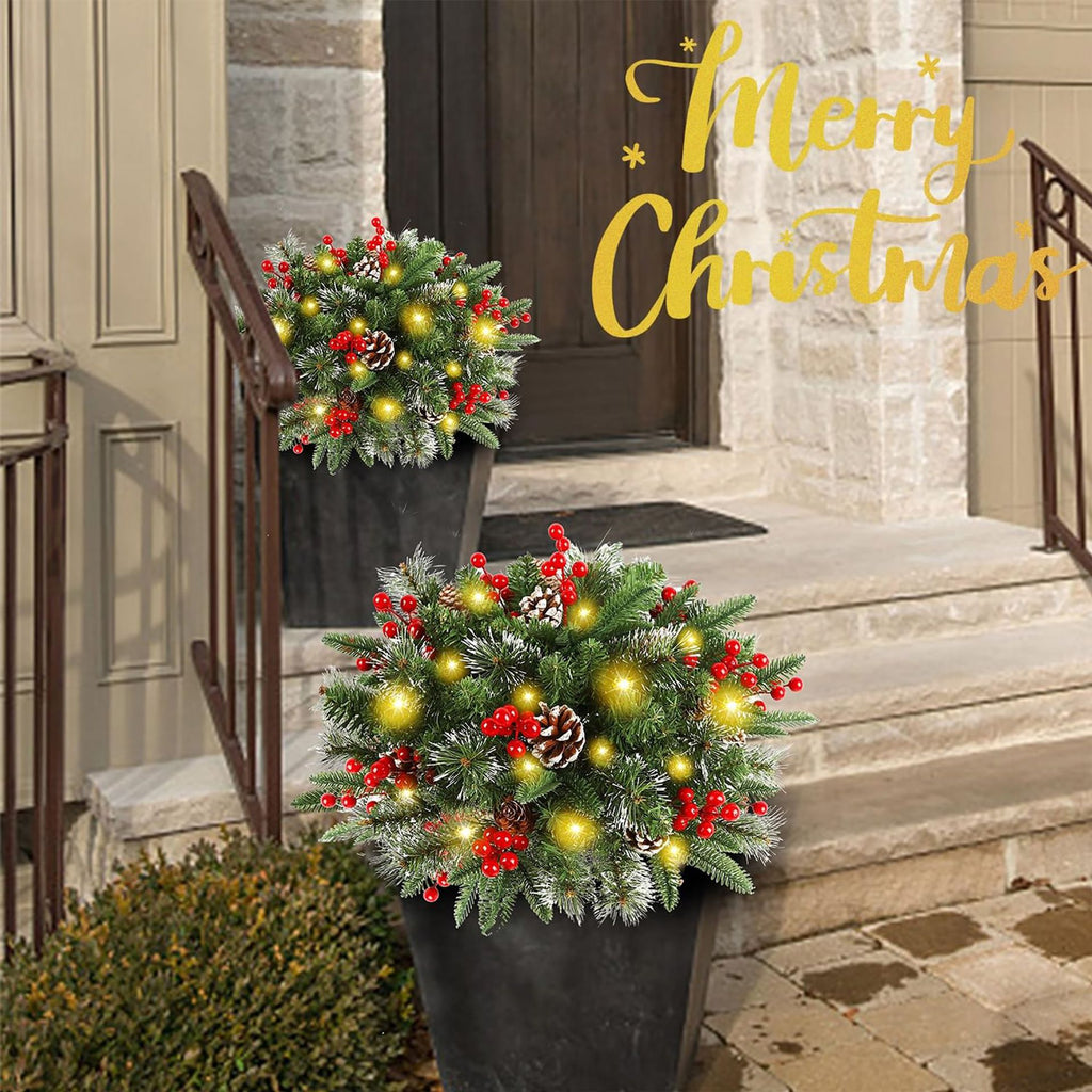 Lighted Artificia Christmas Pots