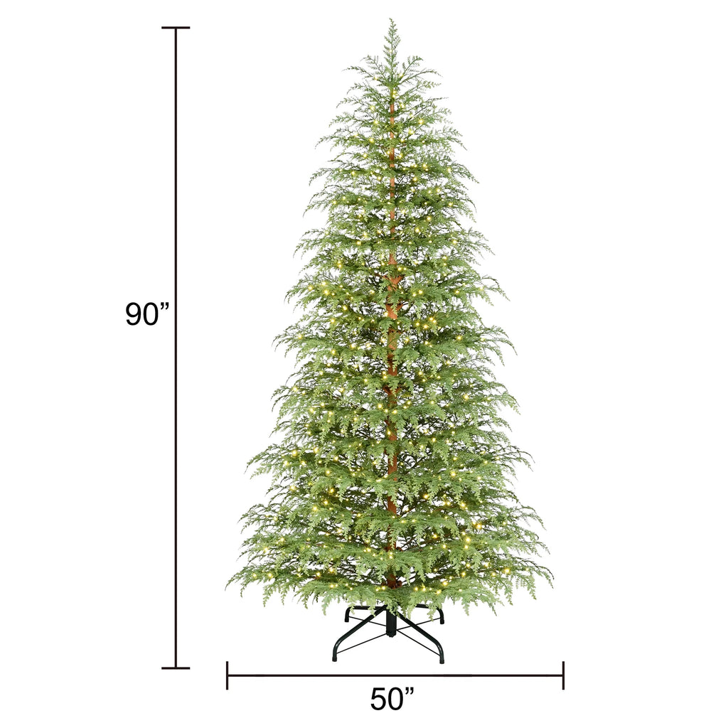 7.5' Pre-lit Artificial Green Cypress Tree with 500 Bright Warm White LED Lights