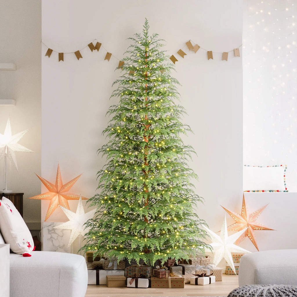 7.5' Pre-lit Artificial Green Cypress Tree with 500 Bright Warm White LED Lights