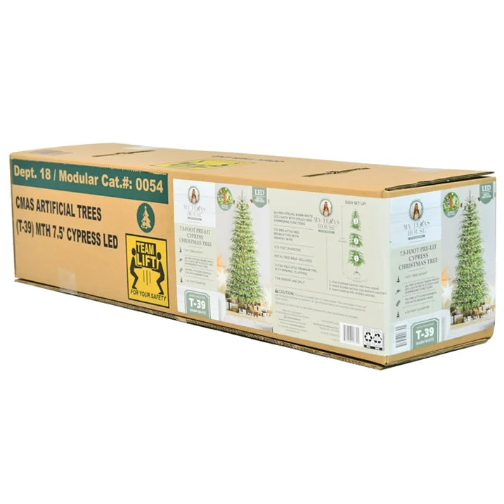 7.5' Pre-lit Artificial Green Cypress Tree with 500 Bright Warm White LED Lights